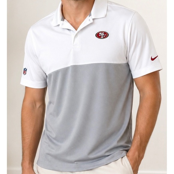 Nike Other - Nike NFL 49ers Dri-FIT Polo Shirt Mens Medium White Grey Colorblock